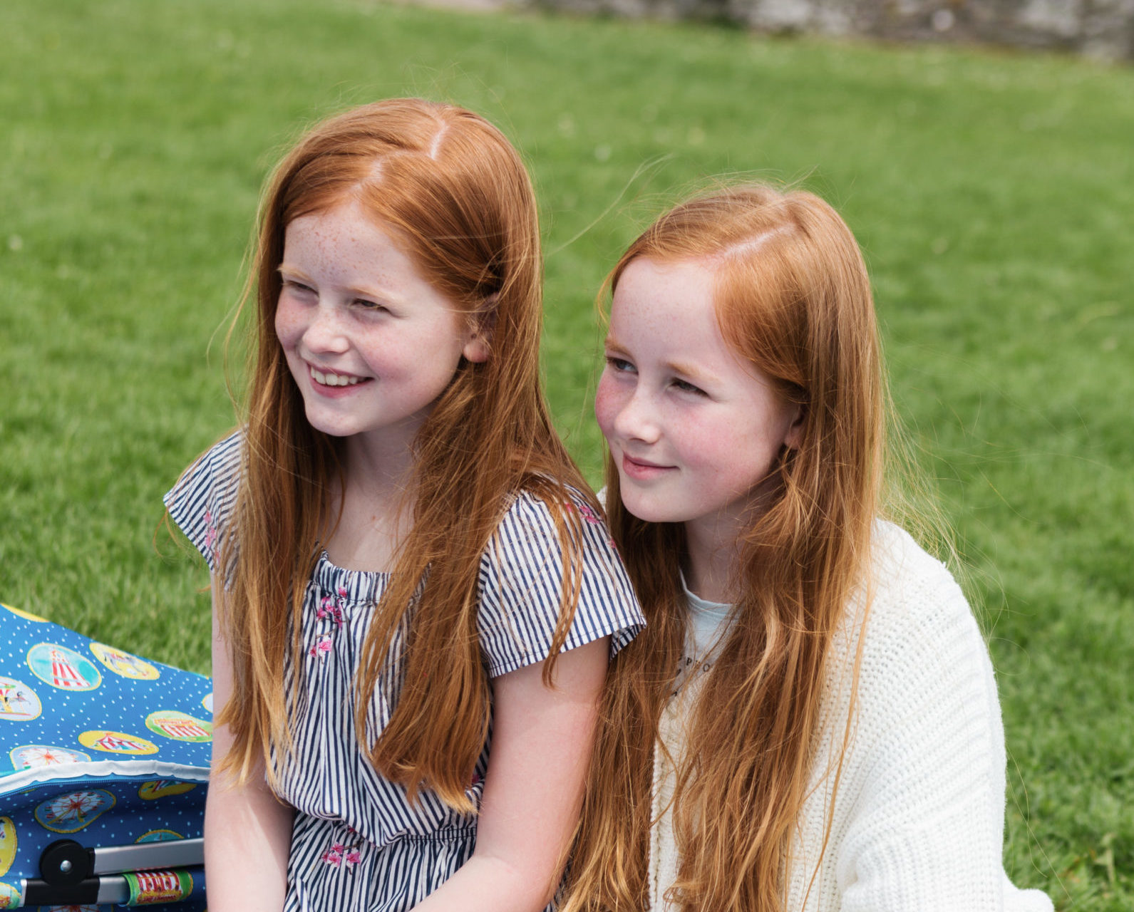 Two children smile